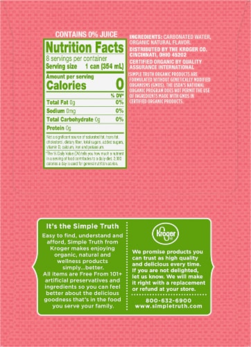Simple Truth Organic Mango Grapefruit Flavored Seltzer Water Cans Perspective: left