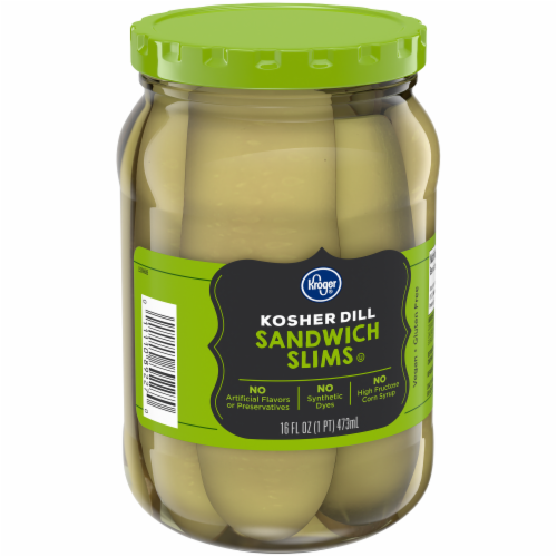 Kroger® Kosher Sandwich Slims Dill Pickles Perspective: left