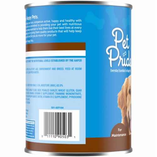 Pet Pride® Hearty Beef & Barley Cuts in Gravy Wet Dog Food Perspective: left