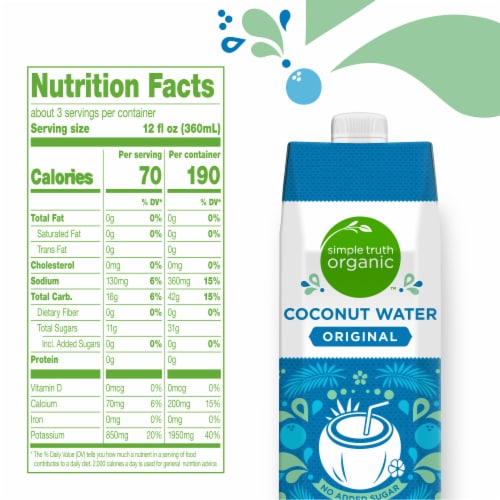 Simple Truth Organic® Original No Sugar Added Coconut Water Carton Perspective: left