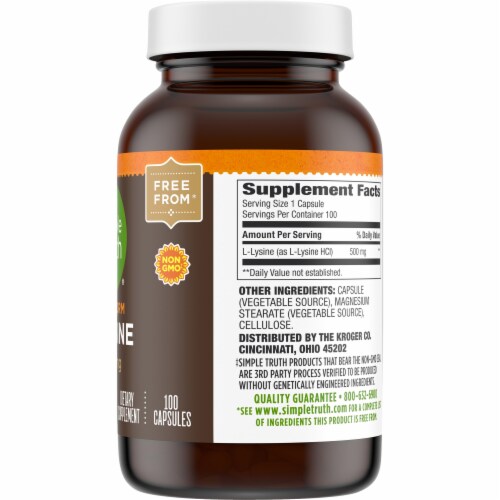 Simple Truth® L-Lysine Capsules 500mg Perspective: left