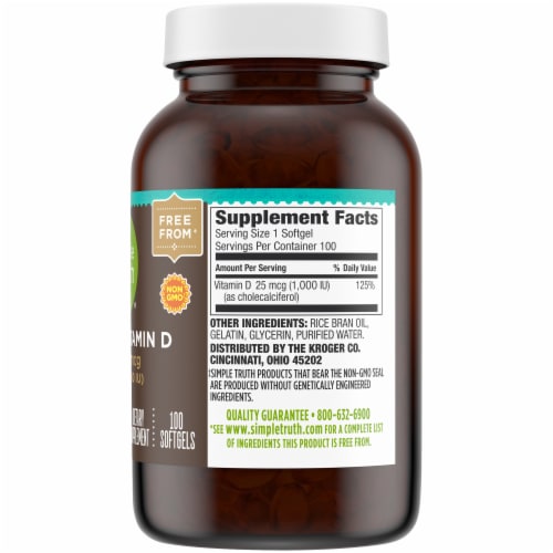 Simple Truth® Vitamin D3 Softgels 1000 IU Perspective: left
