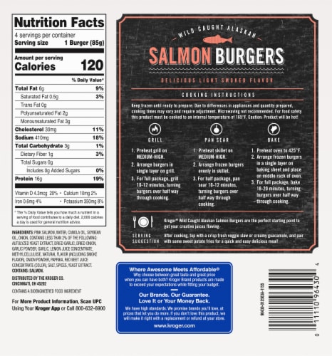 Kroger® Wild Caught Alaskan Salmon Burgers Frozen Perspective: left