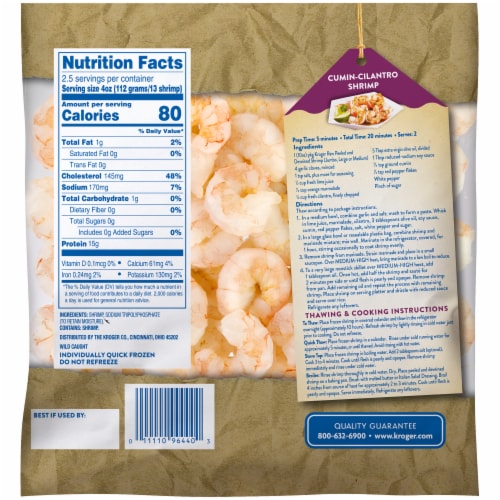 Kroger® Wild Caught Medium Raw Shrimp Peeled & Deveined Tail Off Perspective: left