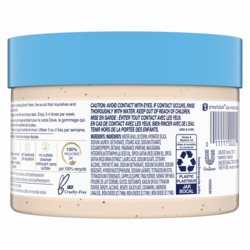 Dove Exfoliating Body Scrub Polish Macadamia & Rice Perspective: left