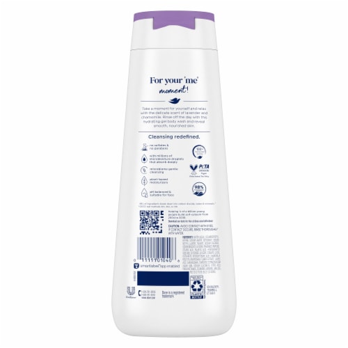 Dove Body Wash for 24hr Lotion-Soft Skin Relax Lavender Oil & Chamomile Moisturizing Skin Cleanser Perspective: left