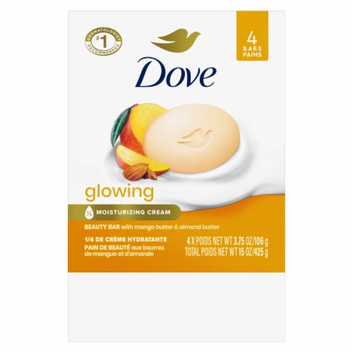 Dove Glowing Mango Butter and Almond Butter Bar Soap Perspective: left