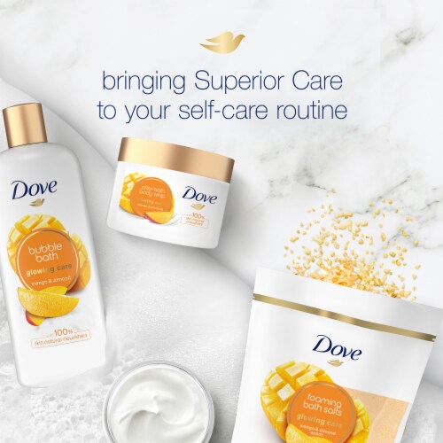 Dove Glowing Care Mango & Almond Foaming Bath Salts Perspective: left