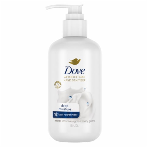 Dove Advanced Care Smooth Skin Deep Moisture Hand Sanitizer Perspective: left