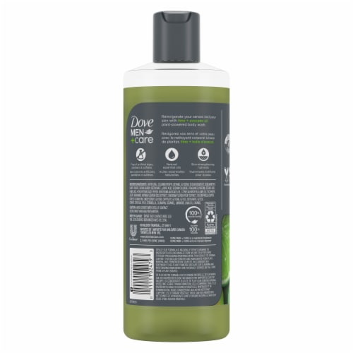 Dove Men+Care Body Wash to Rebuild Skin, Lime + Avocado Oil with Plant-Based Cleanser + Moisturizer Perspective: left