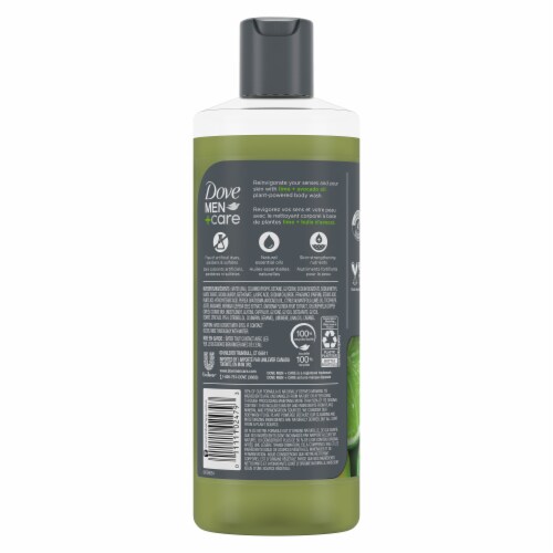 Dove Men+Care Body Wash to Rebuild Skin, Lime + Avocado Oil with Plant-Based Cleanser + Moisturizer Perspective: left