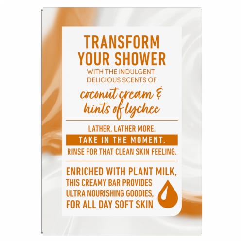 Dove Coconut Milk & Sugar Lychee Smooth Revitalizer Plant Milk Cleansing Bar Soap Perspective: left