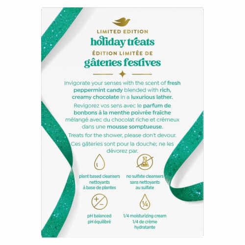 Dove Limited Edition Holiday Treats Beauty Bar Soap Peppermint Bark Perspective: left