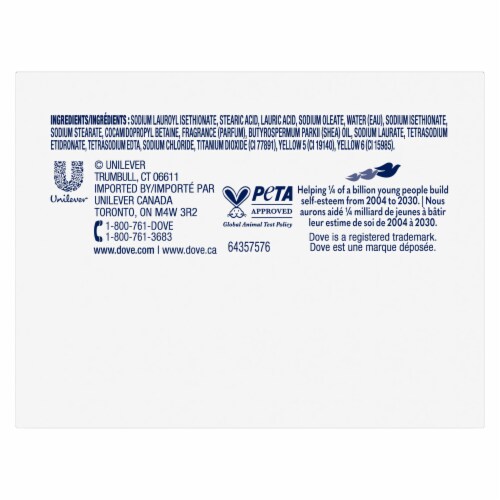 Dove Beauty Bar Gentle Skin Cleanser Moisturizing for Gentle Soft Skin Care Shea Butter Soap Perspective: left