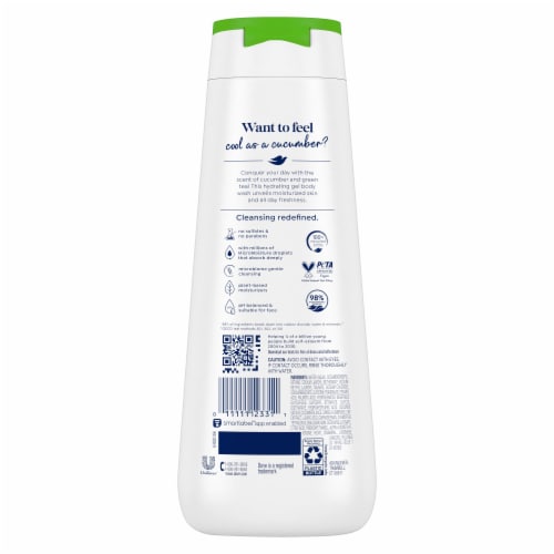 Dove Body Wash for 24hr Lotion-Soft Skin Refresh Cucumber and Green Tea Moisturizing Skin Cleanser Perspective: left