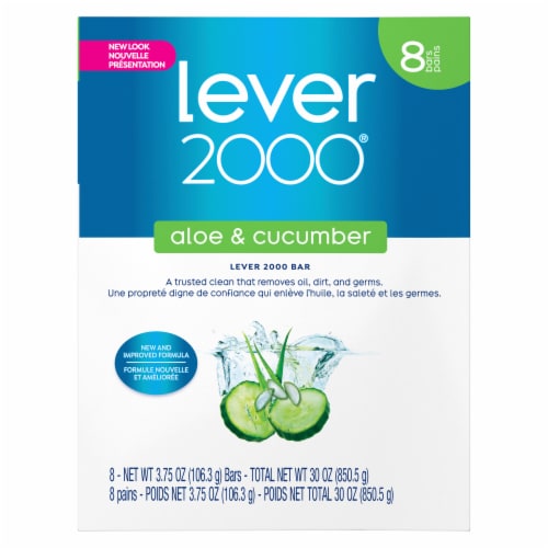 Lever 2000 Aloe & Cucumber Bar Soap Perspective: left