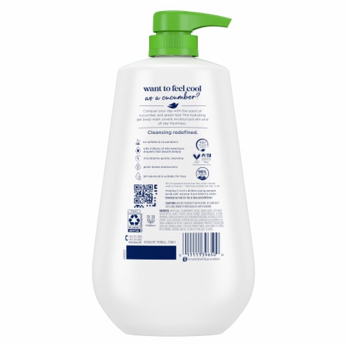 Dove Body Wash with Pump for 24hr Soft Skin Refresh Cucumber & Green Tea Moisturizing Skin Cleanser Perspective: left