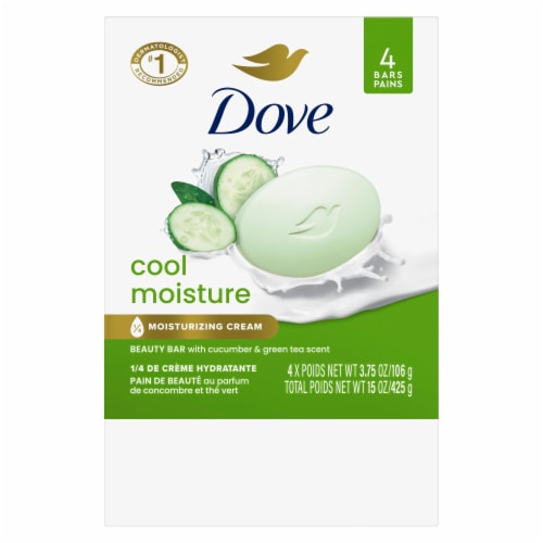 Dove Cool Moisture Cucumber & Green Tea Beauty Bar Soap Perspective: left