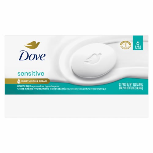 Dove Beauty Bar Soap for Sensitive Skin Sensitive Fragrance Free and Hypoallergenic Perspective: left