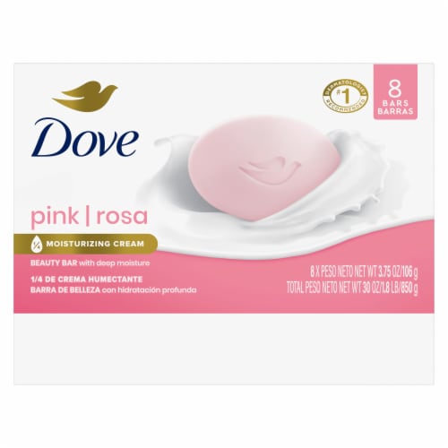 Dove Pink Gentle Moisturizing Cream Beauty Bar Soap Perspective: left