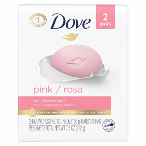 Dove Pink 2 Count Beauty Bar Soap Gentle Moisturizing Cream Skin Cleanser Perspective: left