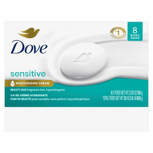 Dove Sensitive Skin Hypoallergenic Beauty Bar Soap Perspective: left