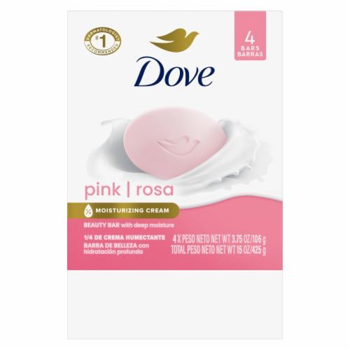 Dove Beauty Bar Soap for Soft Smooth Skin Pink Rosa Cleans & Moisturizes Perspective: left