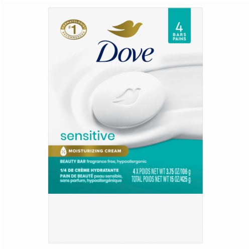 Dove Sensitive Skin Hypoallergenic Beauty Bar Soap Perspective: left