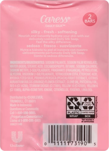 Caress Daily Silk White Peach & Orange Blossom Moisturizing Soap Bars Perspective: left