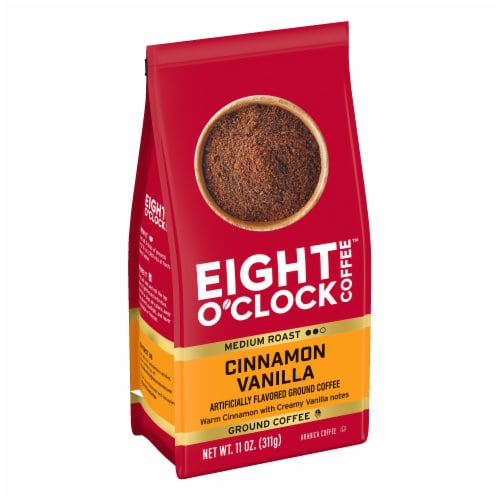 Eight O'Clock Coffee, Cinnamon Vanilla Ground Coffee, 11 oz Bag Perspective: left