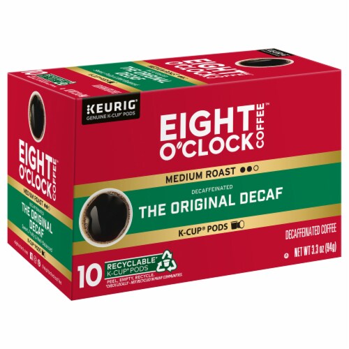 Eight O'Clock Coffee Decaffeinated Medium Roast The Original Decaf Coffee 10 - 0.33 oz K-Cup Pods Perspective: left