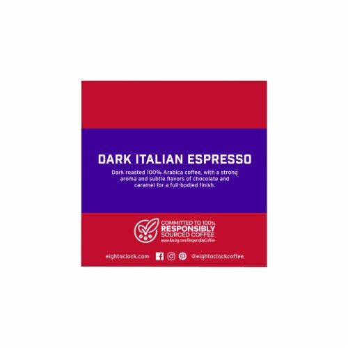 Eight O'Clock Dark Italian Roast Coffee K-Cup Pods Perspective: left