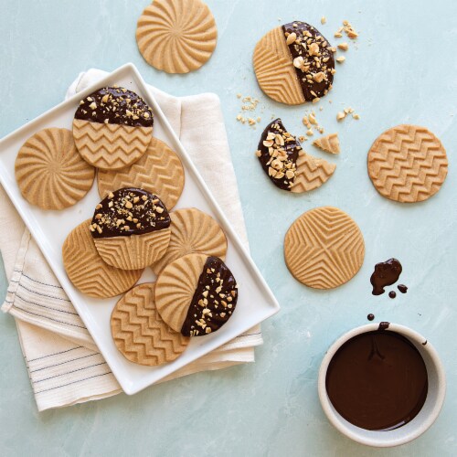 Nordic Ware Geo Cast Cookie Stamps - Silver Perspective: left