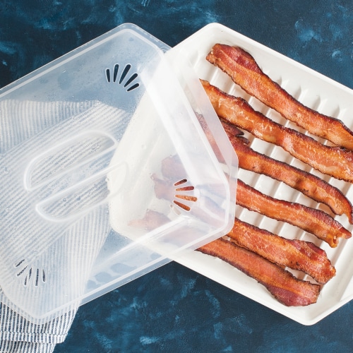 Nordic Ware Compact Bacon Lid and Tray Perspective: left