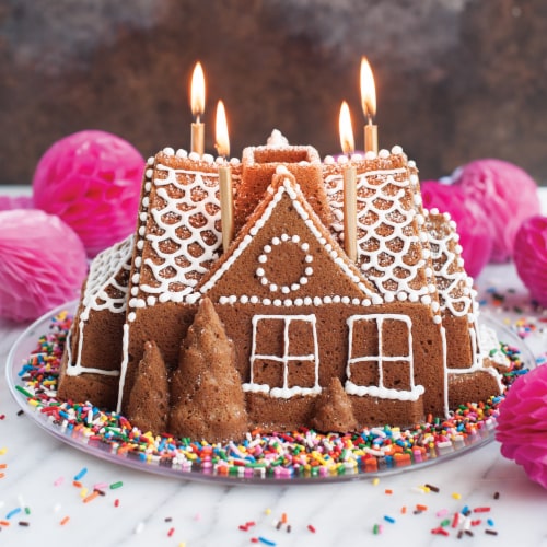 Nordic Ware Gingerbread House Bundt Pan Perspective: left