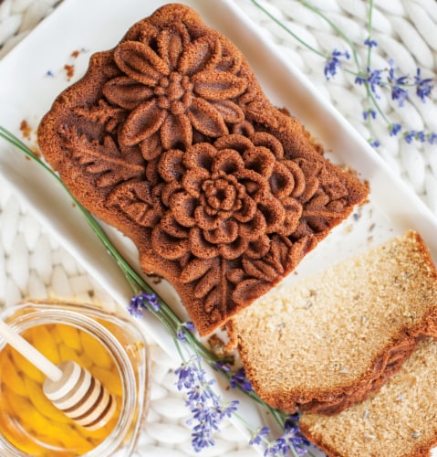 Nordic Ware® Wildflower Loaf Pan Perspective: left