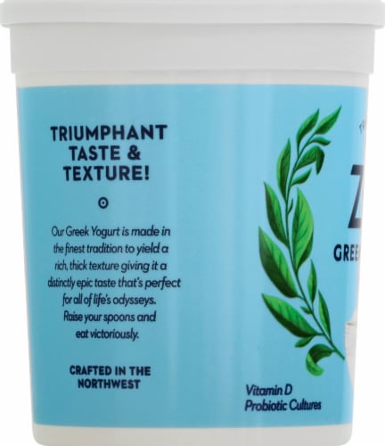 Zoi Plain Whole Milk Greek Yogurt Tub Perspective: left
