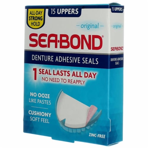 SeaBond Denture Adhesive Seals Original - 15 Uppers Perspective: left