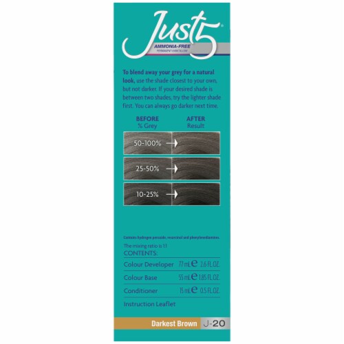 Just5® J-20 Darkest Brown Ammonia-Free Permanent Haircolor Perspective: left