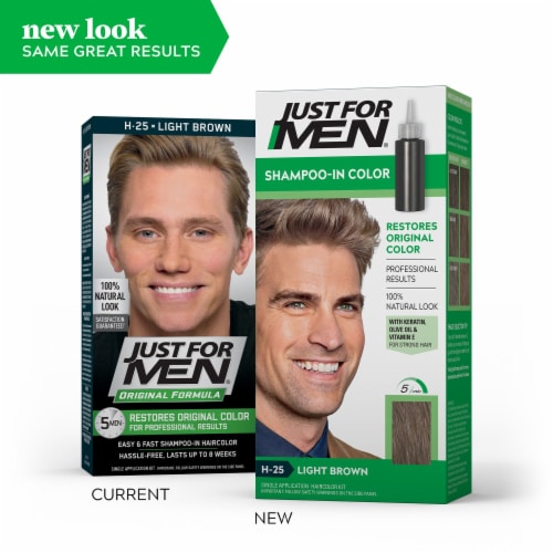 Just For Men® H-25 Light Brown Shampoo-In Hair Color Treatment Perspective: left