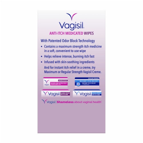 Vagisil Anti-Itch Medicated Wipes Maximum Strength 12 Count Perspective: left