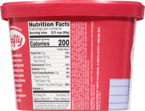 Thrifty Chocolate Chip Cookie Dough Ice Cream Tub Perspective: left