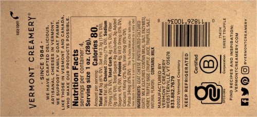 Vermont Creamery Sweet & Savory Honey Truffle Goat Cheese Perspective: left