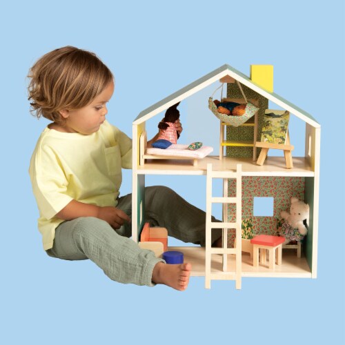 Manhattan Toy Little Nook 19-Piece Wooden Playhouse with Loft for Kids 3 + Year Old and Up Perspective: left