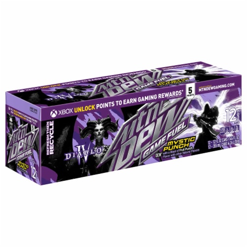 Mountain Dew® Game Fuel® Mystic Punch Soda Cans Perspective: left