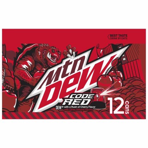 Mountain Dew Code Red Soda Can Perspective: left