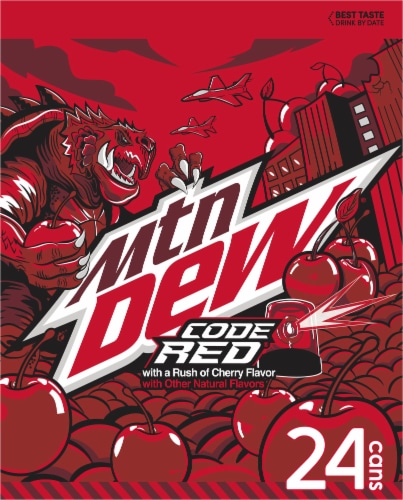 Mountain Dew Code Red Cherry Soda 24 Cans 12 Fl Oz Dillons Food Stores