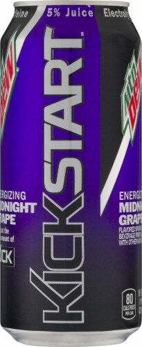 Mountain Dew® Kickstart Midnight Grape Energy Drink Can Perspective: left