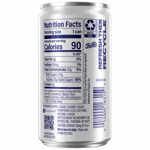 Pepsi Real Sugar Cola Soda Pop Mini Cans Perspective: left