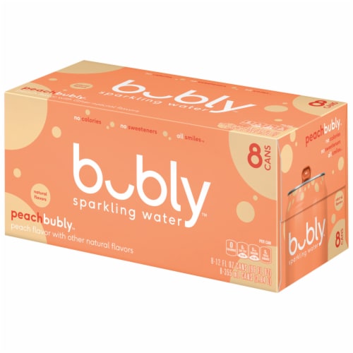 Bubly™ Peach Flavored Sparkling Water Cans Perspective: left